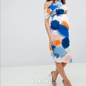 ASOS Maternity pleated shoulder pencil dress